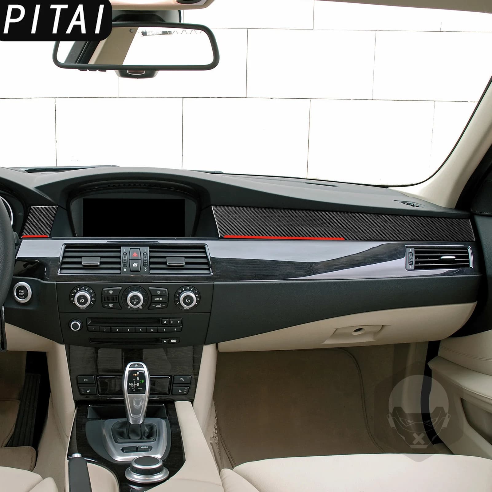 For BMW 5 Series E60 2004-2010 Carbon Fiber Dashboard Instrument Panel Trim Strips Car Interior Accessories Decoration Sticker