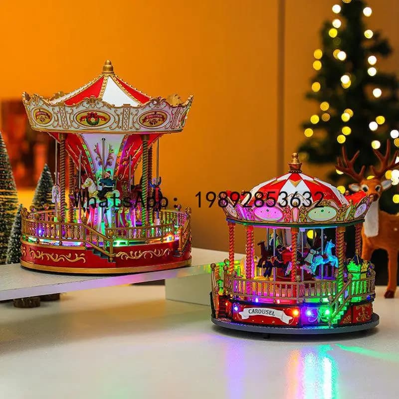 XL Christmas Music Box Ornament Carousel with Music Resin Craft Decoration