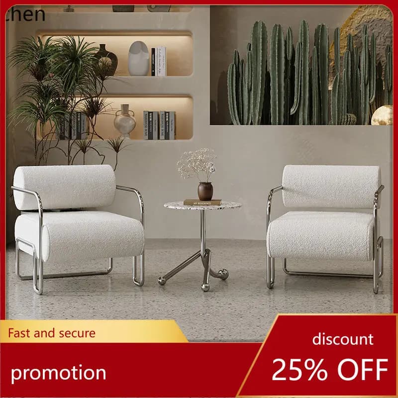 ZML Leisure Chair Vintage Style Stainless Steel Single Sofa Chair Balcony Leisure Single Chair