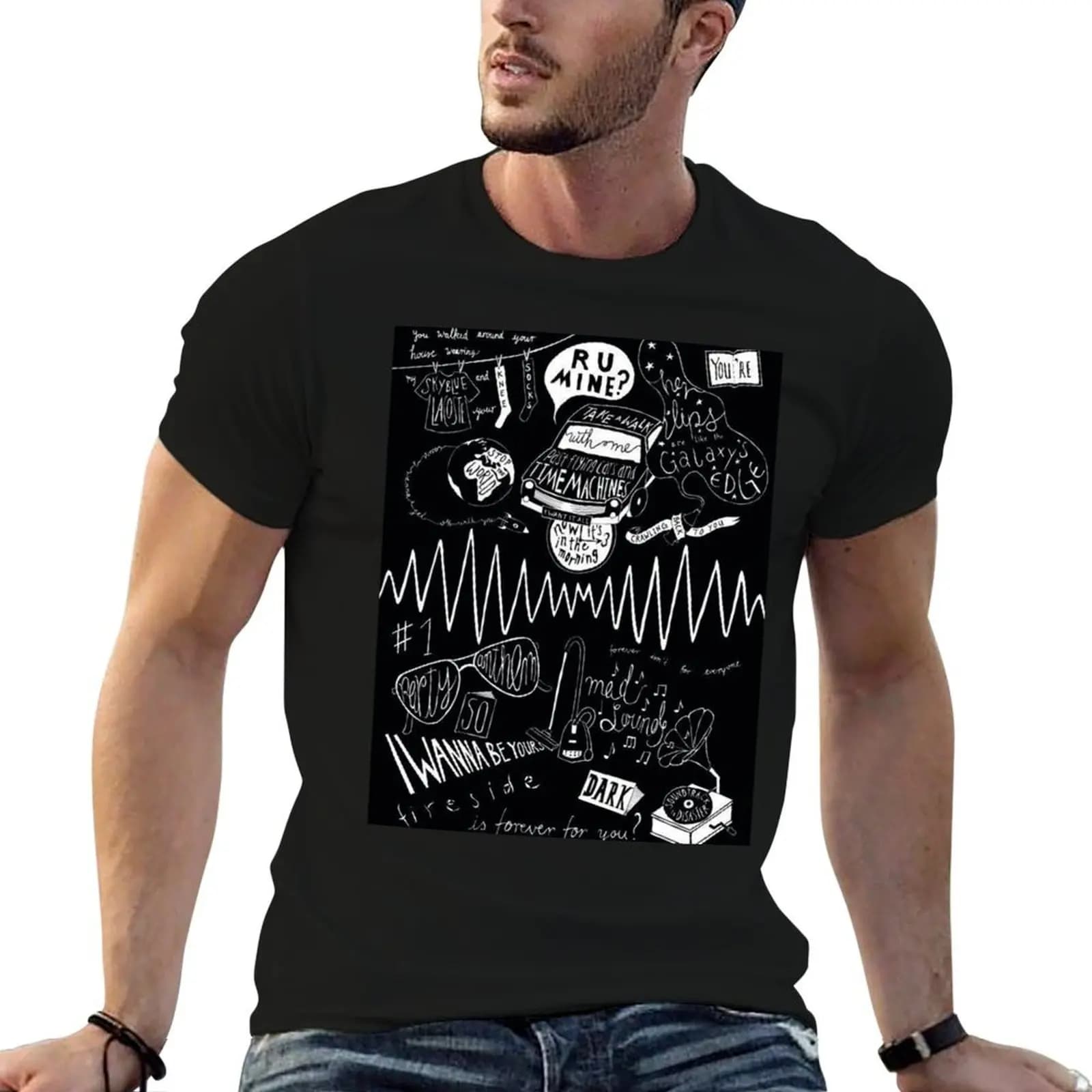 black monkeys art T-Shirt Basic Regular Fit Casual T-Shirt