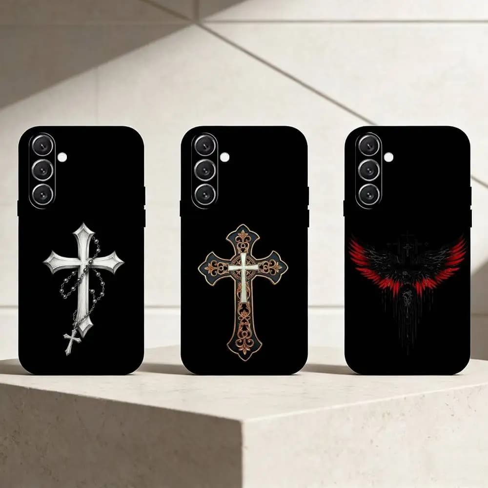 C-cross Phone Case For Samsung Galaxy A13,21s,22,31,32,52,53,71,72,73,Soft Black Cover