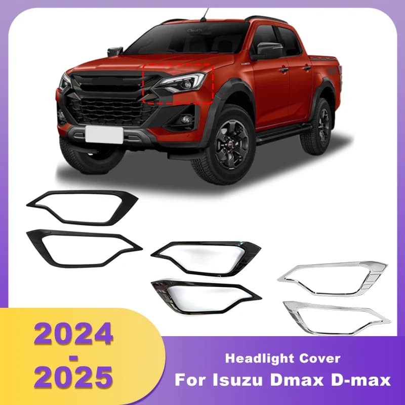 ABS Chrme Headlight Covers Trim Headlights Headlamp Hoods For Isuzu Dmax D-max 2024 2025 Double Cabin