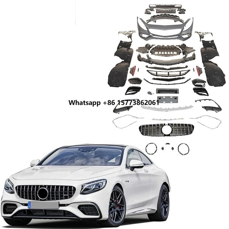 S Class C217 to S63 PP Body Kit of C217 Body Parts for Front Bumper Front Grille Rear Diffuser with Exhaust Pipes