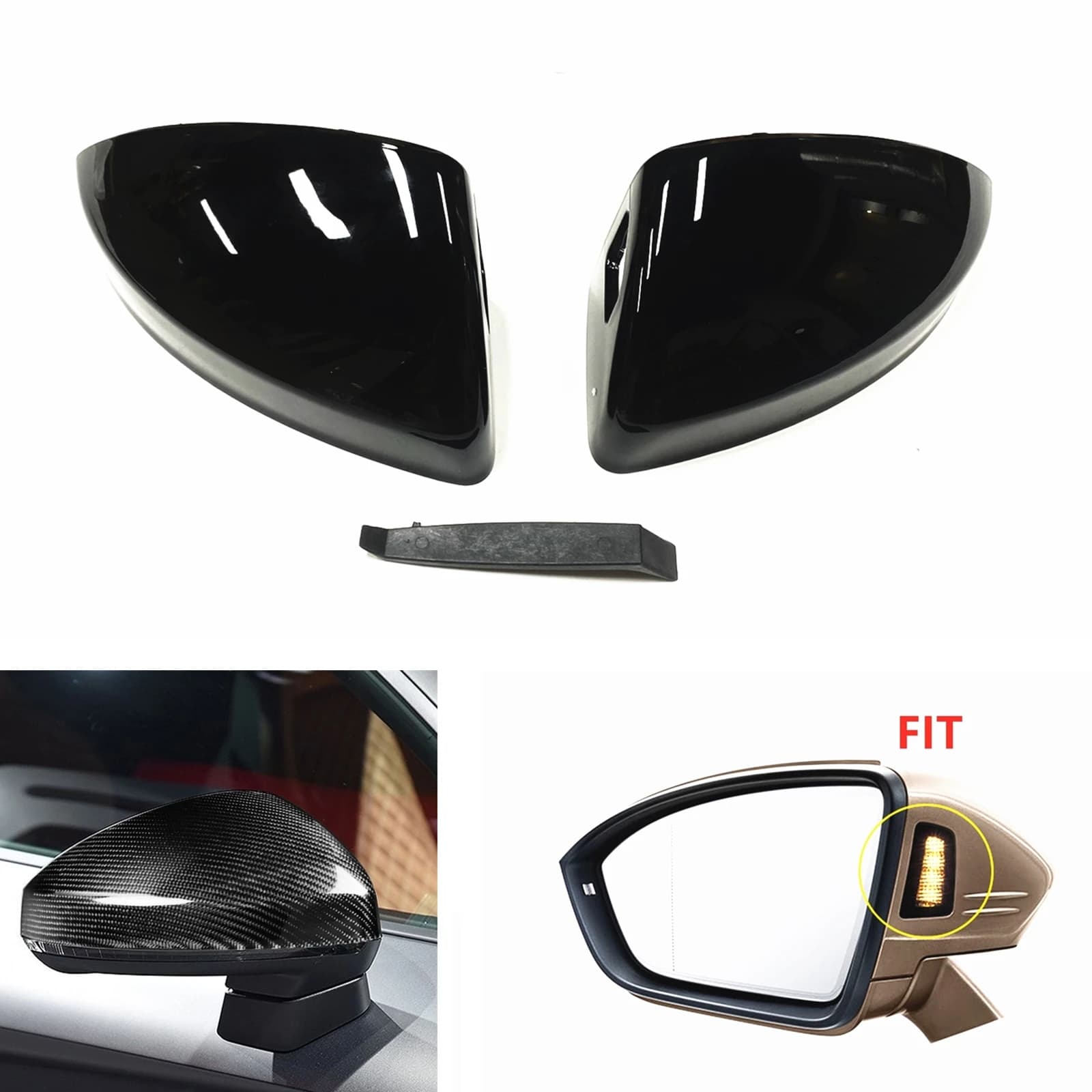 Rear View Mirror Cover For Audi R8 (4S) 2016-2023 TT TTS TTRS MK3 (8S) 2015-2023 With Lane Assist Gloss Black Replacement Cap