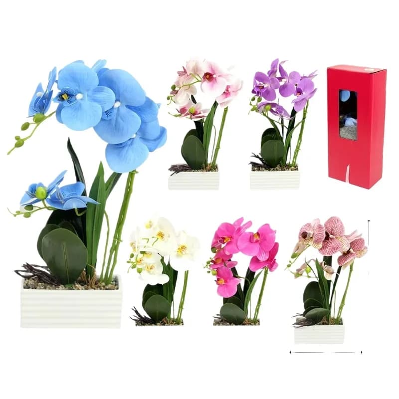 EB 16.5 Realistic Simulation Orchid Potted Plant 12pcs/CS Wedding Arrangement and Valentine's Day Artificial Flower