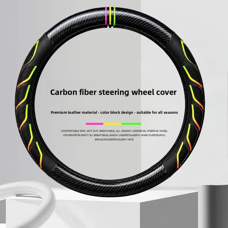 Carbon Fiber Car Steering Wheel Cover Universal 38CM Steering Wheel Grip Car Accessories Interior O/D Type Steering Wheel Covers