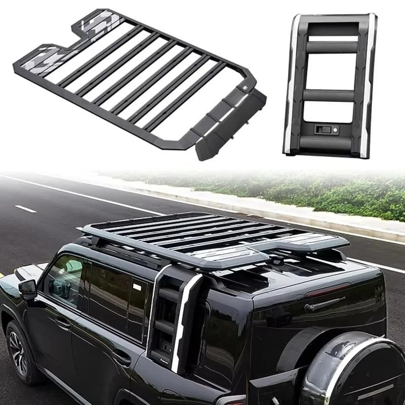 New Design 2-Piece Set Aluminum Alloy Retractable Side Ladder Roof Platform Roof Rack for  H9 2025 Accessories