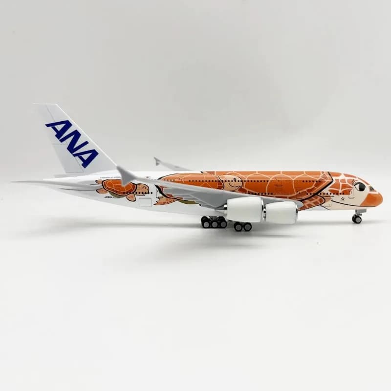 Model A380 30cm Aircraft Air Japan ANA Airways With Wheel Resin Airplane Orange Sea Turtle Plane Display Collection