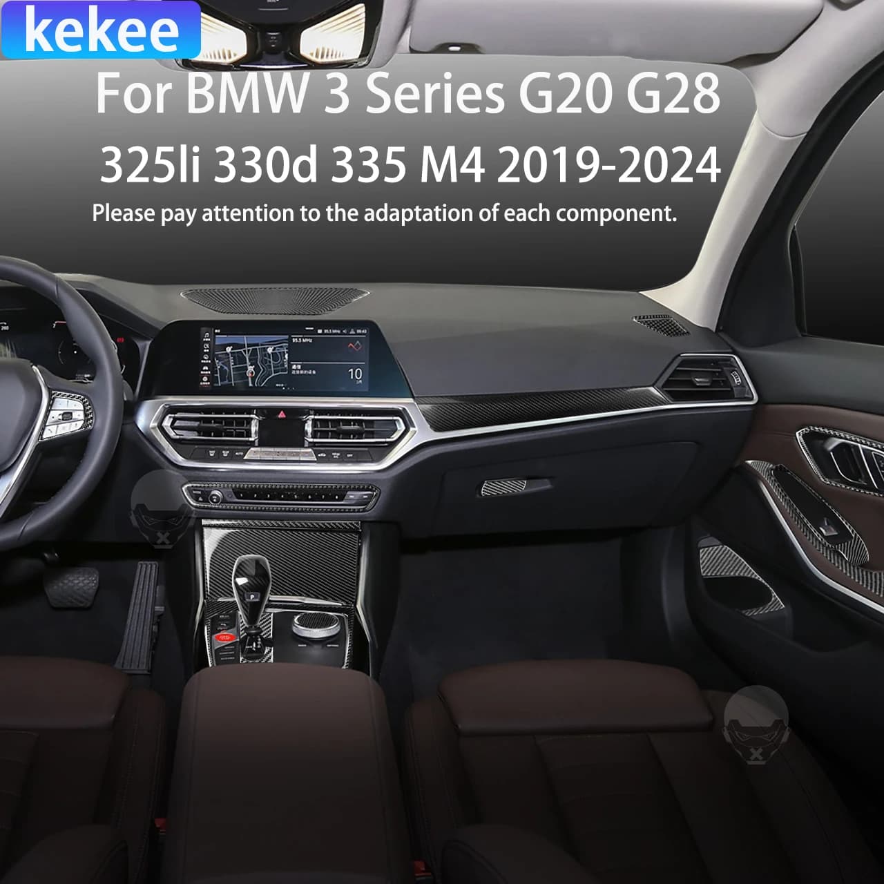 For BMW 3 Series G20 G28 325li 330d 335 2019-2024 Accessories Interior Gear Dashboard Outlet Full Set Carbon Fiber Sticker Trim