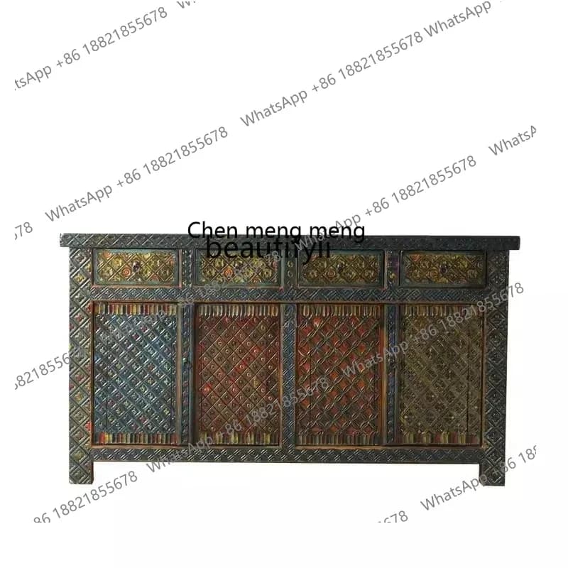 ss8350 Chinese-style painted side cabinets Antique Tibetan carved lockers Retro, Ming and Qing hand-painted lockers