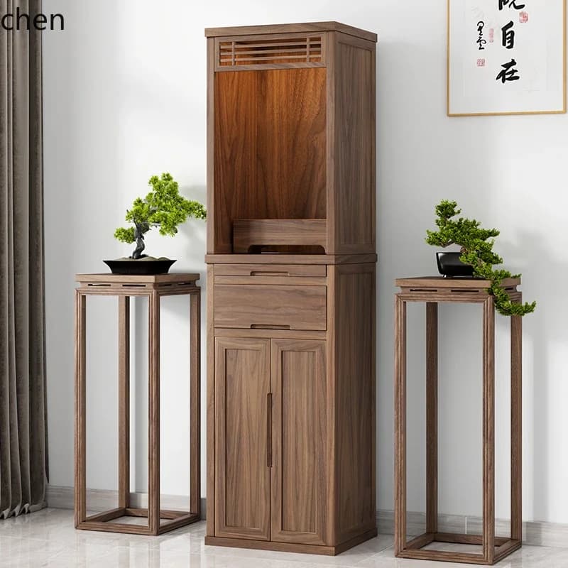 HYS Buddhist shrine stand cabinet Solid wood simple Buddhist cabinet Modern shrine cabinet Shentai God of Wealth