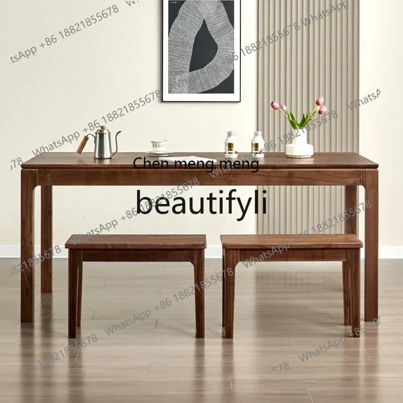 32North American black walnut dining table, log Nordic, rectangular Japanese, household dining table