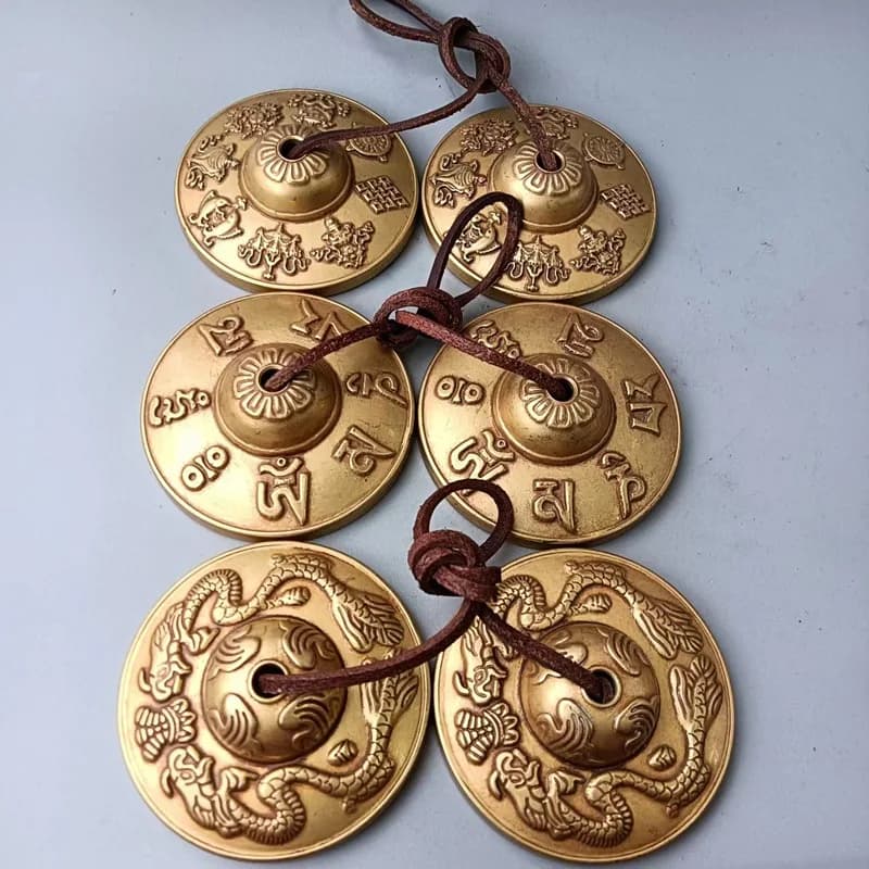 Brass Nibber bell, musical instrument pendant, decorative ornament, double dragon bell pair