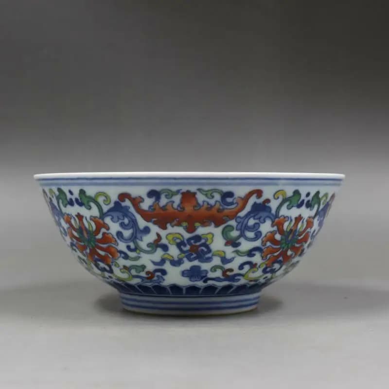 Collect China Jingdezhen Blue and White Porcelain Dou Color Flower Plant Bowl
