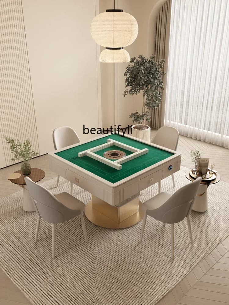 X Light Luxury Automatic Lifting Mahjong Table Stone Plate Dining Table Multi-Functional Mute Small Multi-Purpose Table
