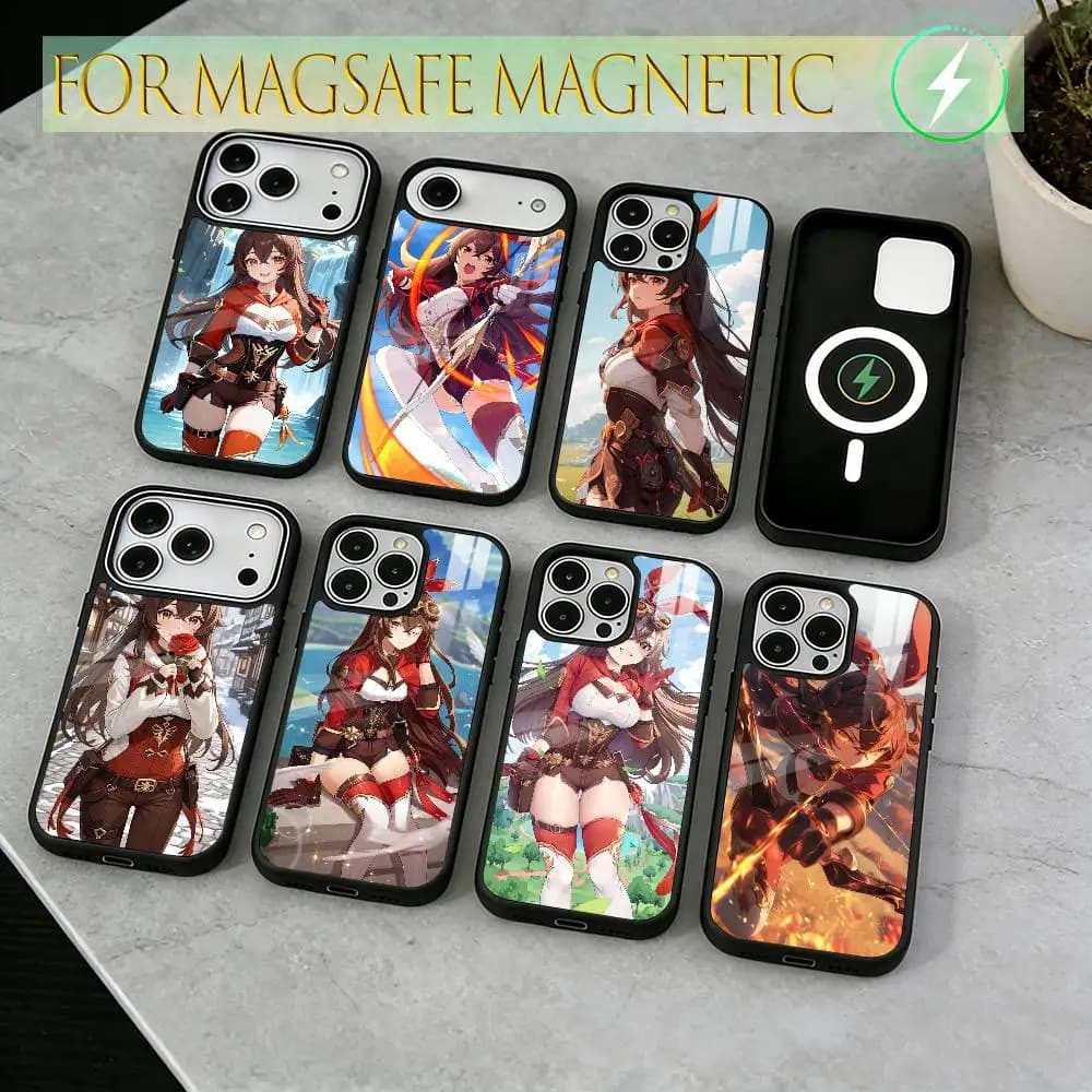 Genshin Impact Amber Phone Case For iPhone17,16,15,14,13,12,11 Plus,Pro Magnetic For Magsafe Wireless Charging