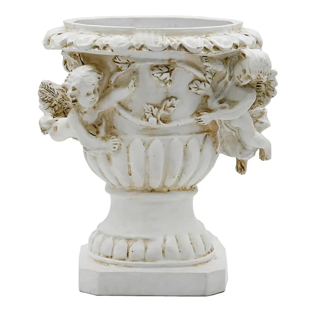 Vintage Angel Resin Flowerpot for Outdoor Garden and Patio Decoration Suitable for Villas Landscaped Zones and Public Spaces