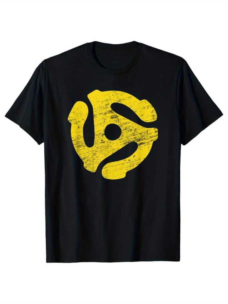 with Vintage Vinyl Record Player Graphic design -100% cotton O-neck summer short sleeve casual men's printed T-shirt.