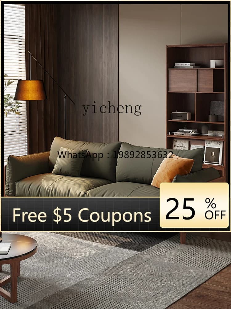 AA  furniture solid wood sofa leather sofa small apartment living room home leather sofa