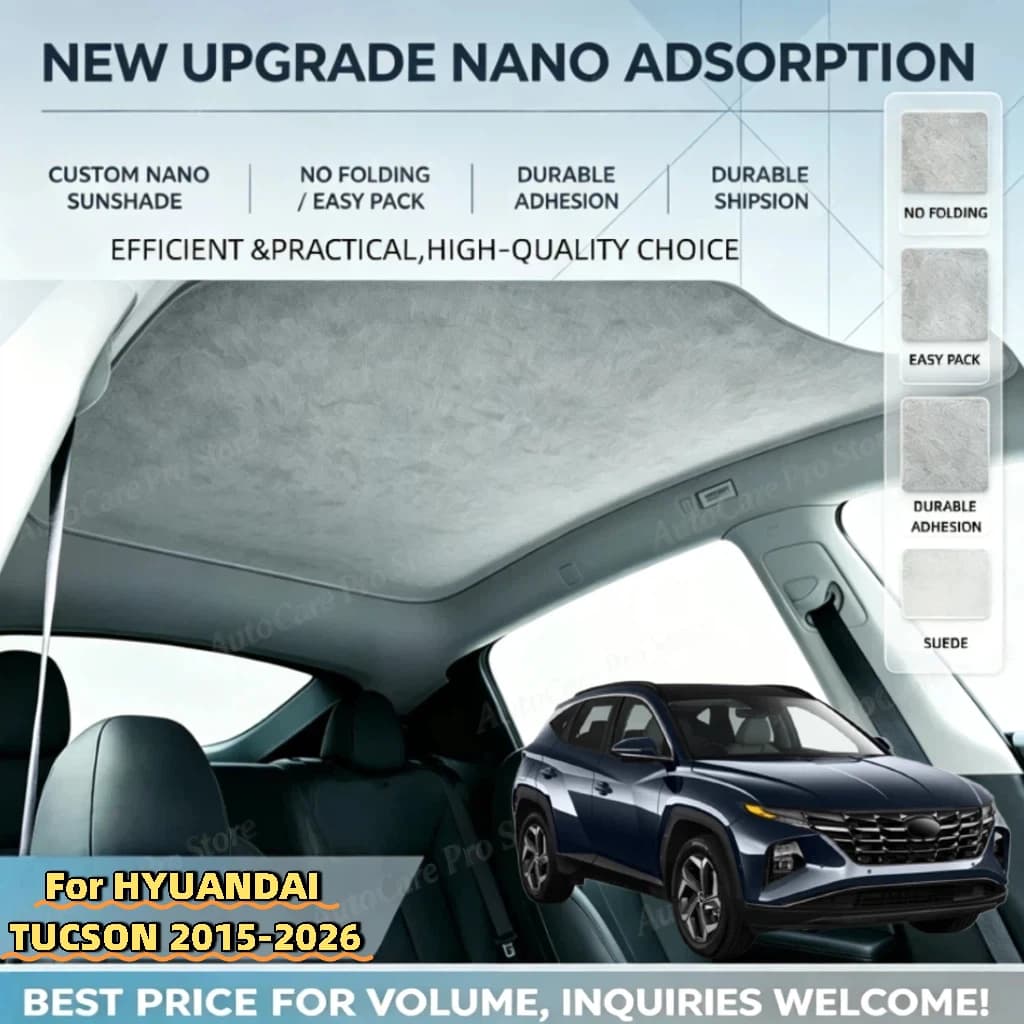 Car Suede Fabric Electrostatic Adsorption Sunroof Sunshade For HYUANDAI TUCSON 2015-2026 Auto Anti-UV Heat Insulation Skylight