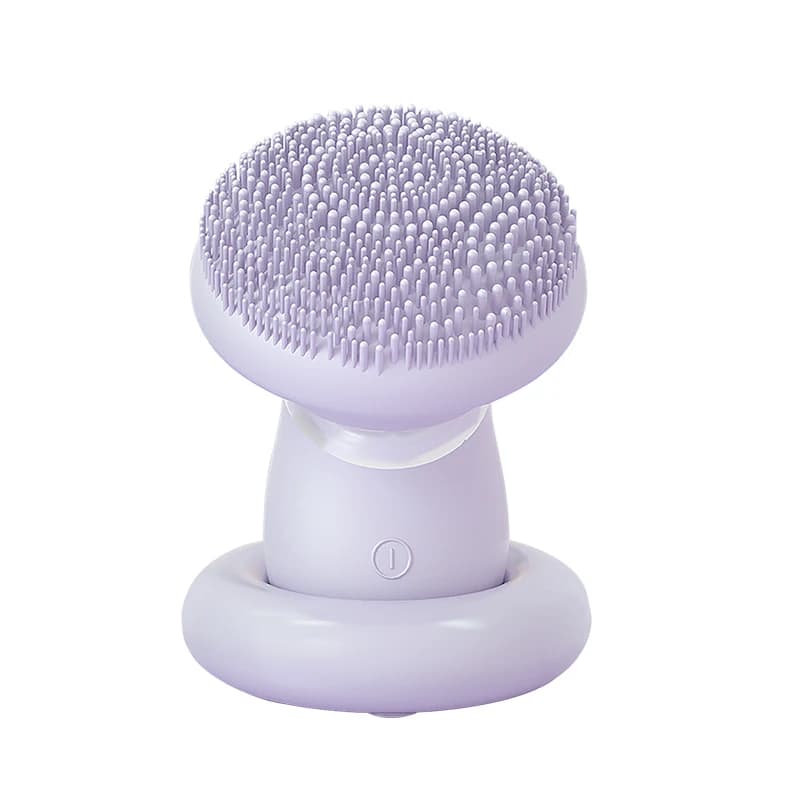 Mushroom Design Mini Silicon Cleansing Brush IPX7 Household Waterproof Vibration Rotating  Bead Ion