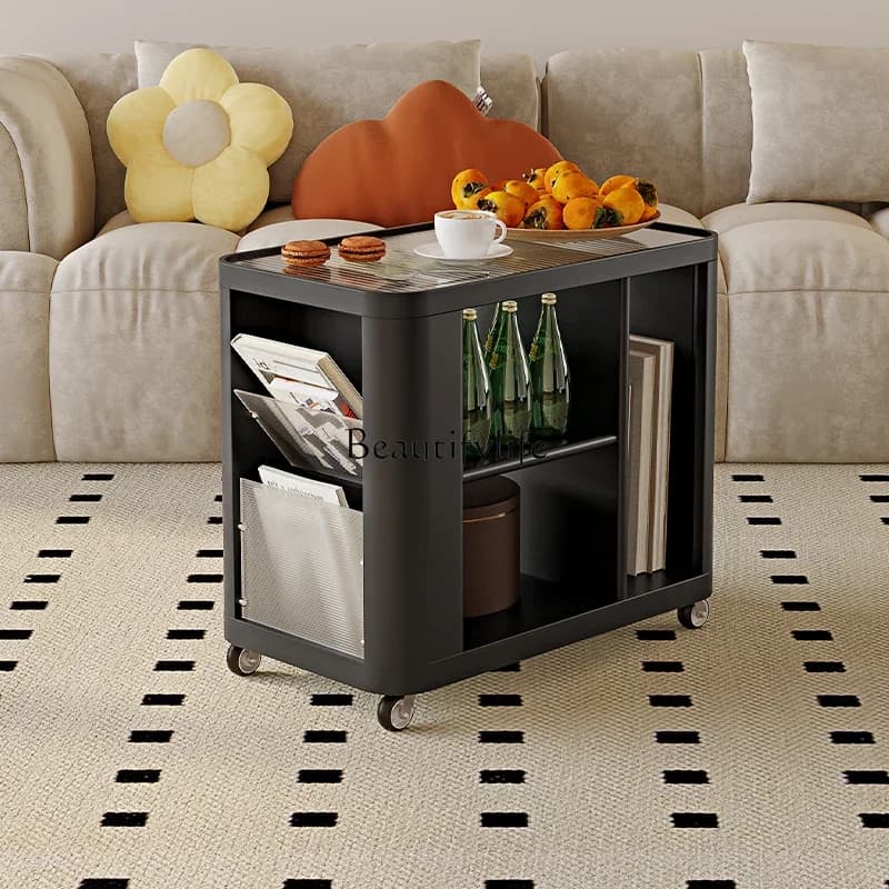 04*French mobile sofa side cabinet side balcony tea cabinet trolley