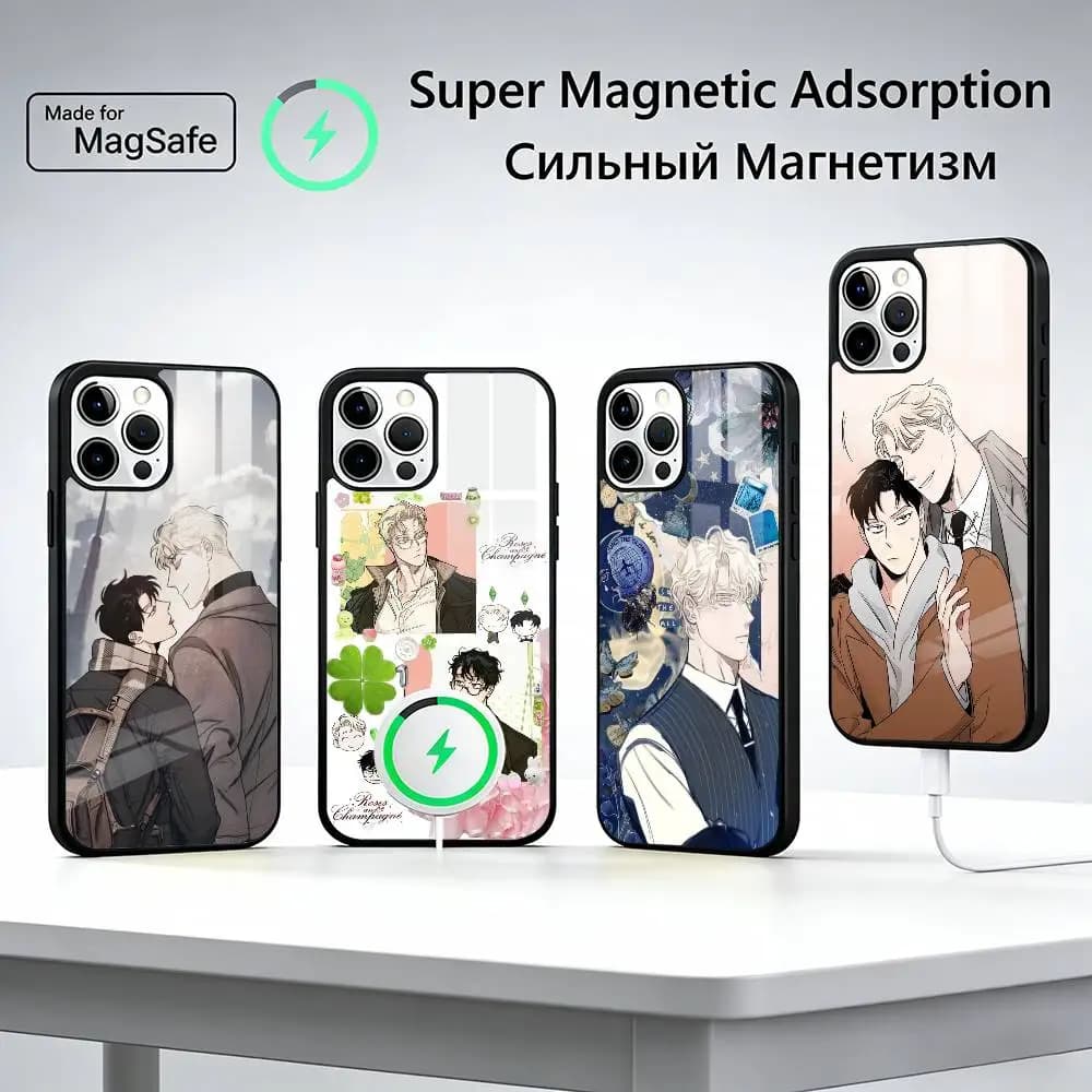R-Rose A-And Champagne Phone Case For iPhone17,16,15,14,13,12,11 Plus,Pro Magnetic with Magsafe Wireless Charging