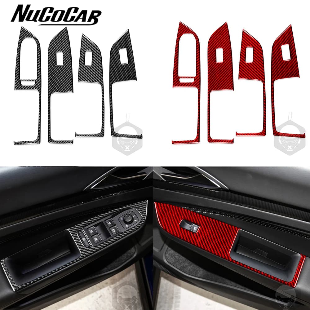 For Volkswagen Golf 8 GTI MK8 2021-2023 Carbon Fiber Window Lift Control Panel Cover Car Interior Accessories Decorative Sticker