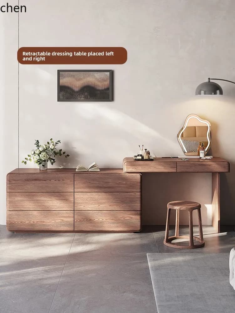 YFY  light luxury bedroom solid wood dresser chest integrated simple corner desk retractable dressing table