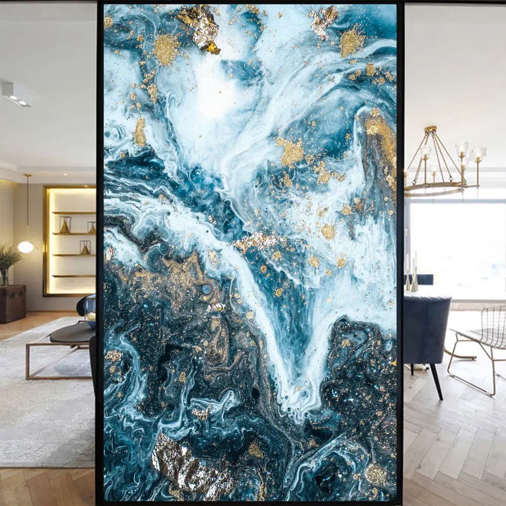 Window Film Privacy New Marble Grain Frosted Glass Sticker UV Blocking Heat Control  Window Coverings Window Tint for Homedecor