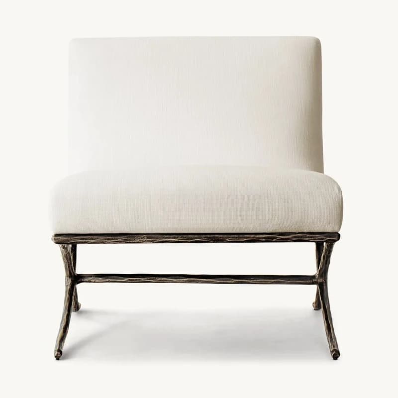 Metal stainless steel, simple armless sofa chair, hotel negotiation chair