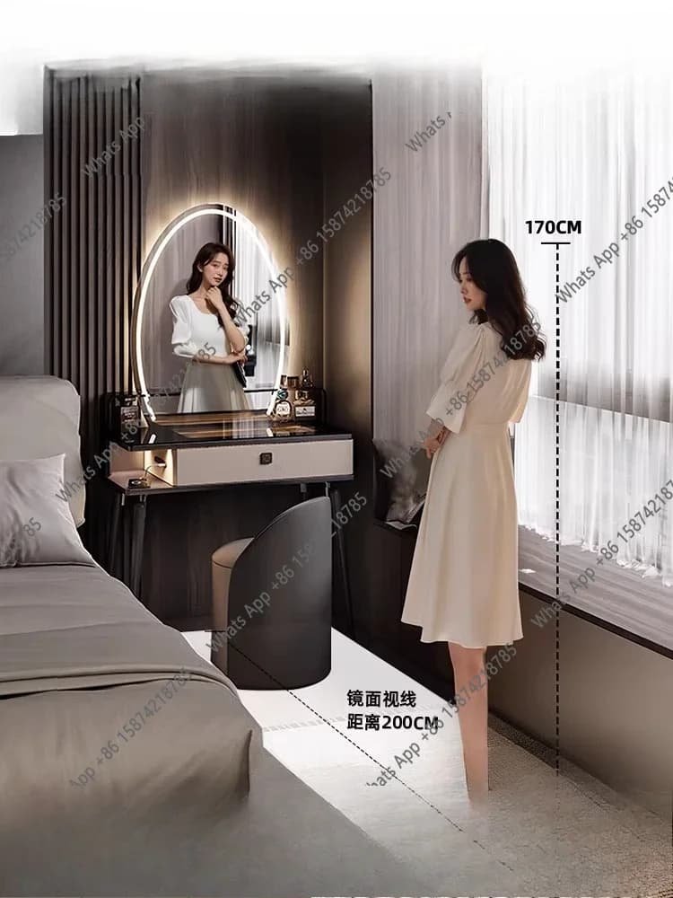 X Italian Minimalist Dresser Small 60cm Smart Large Mirror Bedroom Light Luxury Dressing Table With Lock