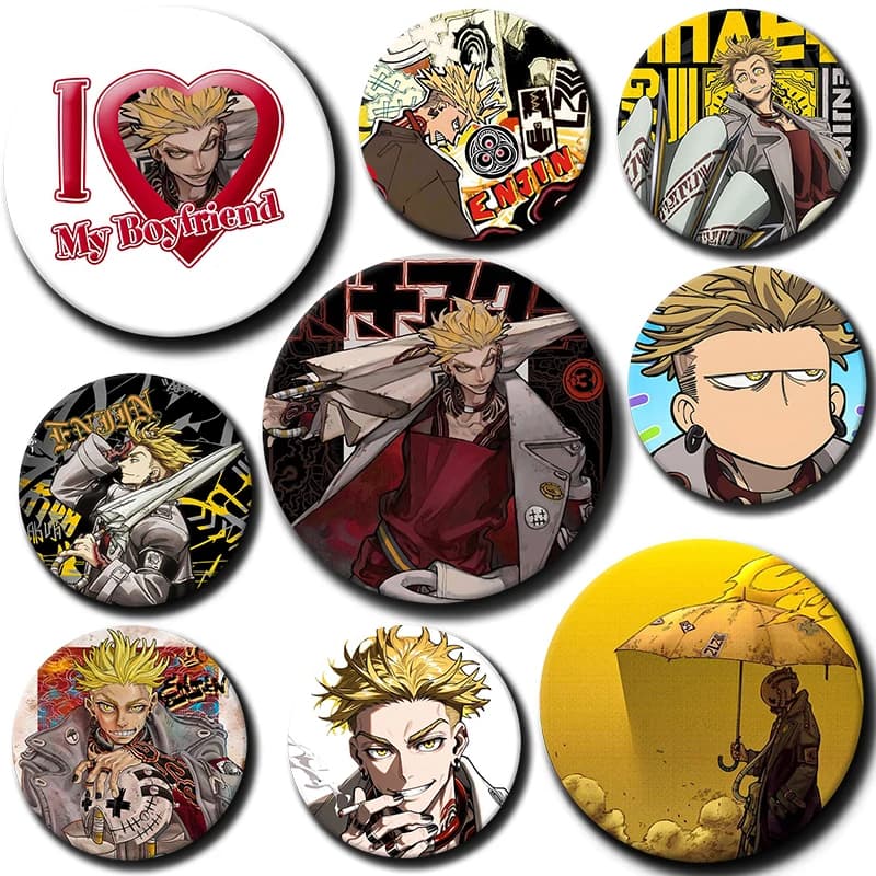 58mm Cartoon Character Enjin Surebrec Button Pin Tinplate Badge Anime Brooch Creative Badge for Backpack Clothes Decoration Gift
