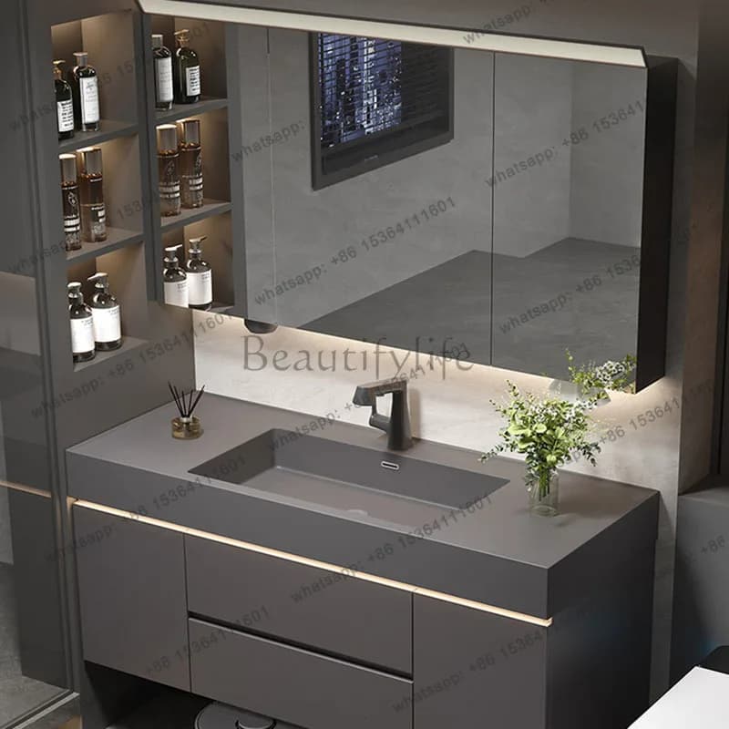 LJYStorage Shelves Bathroom Cabinet Makeup Decorations Toilet Display Mirror Cupboard Partitions Drawers Gabinete Home Furniture