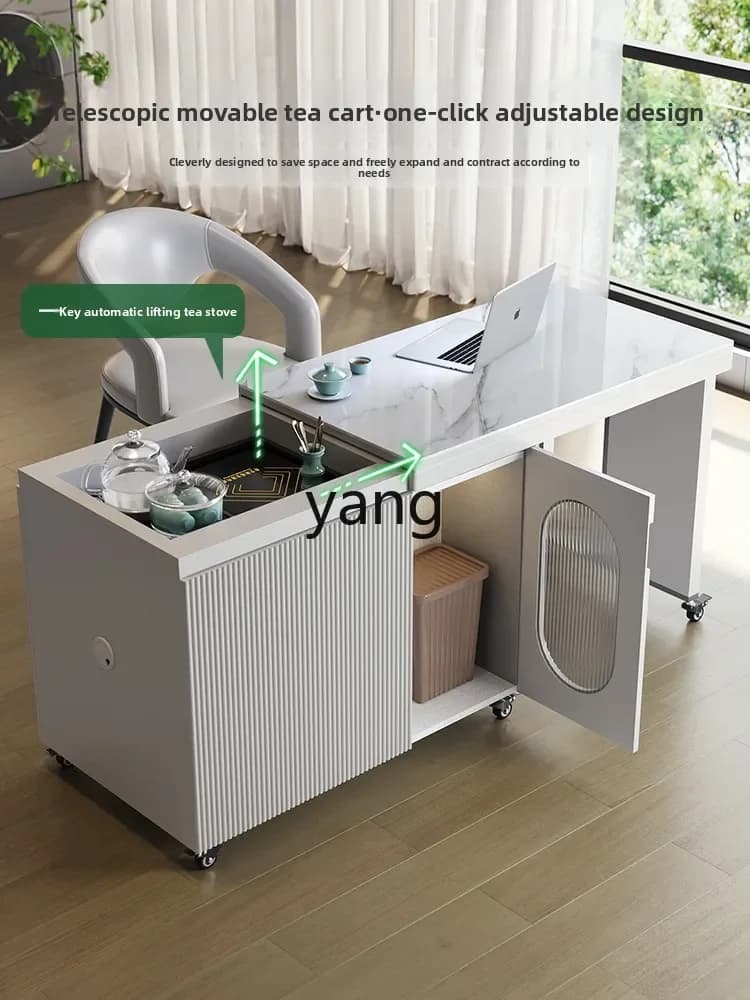 Ltt household telescopic rock slab tea table and chair tea cart modern combination