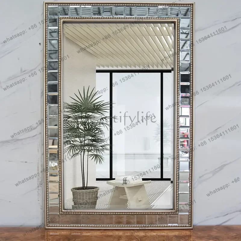 LD Square Frame Mirror Plastic Funky Makeup Floor Aesthetic Living Room Items Mirror Wall Modern Espelhos   Decorations