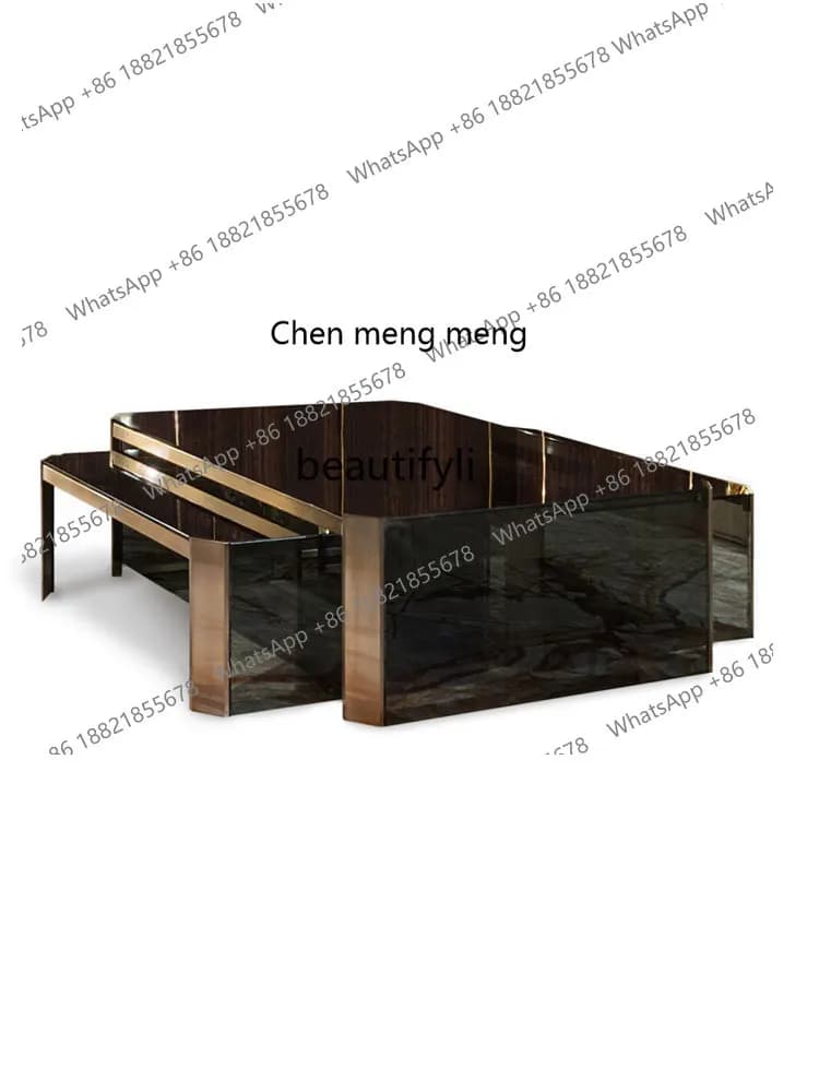 X  Light Luxury Square Coffee Table Tempered Glass Size Combination Modern Minimalist Living Room Metal Coffee Table