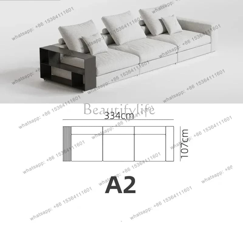 LJYDouble-sided back-to-back sofa Italian minimalist cream style designer matte fleece straight-row sofa