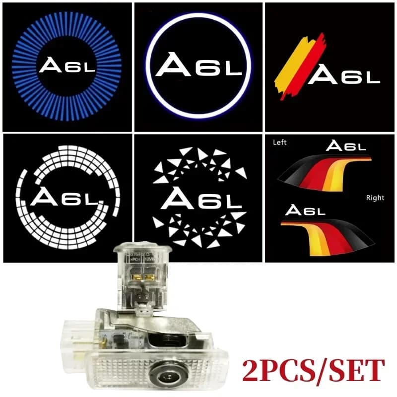 2PCS LED Car Door Courtesy Logo Welcome Ghost Shadow Projector Lamps Styling Accessories For Audi A6L Auto Decor Accessories
