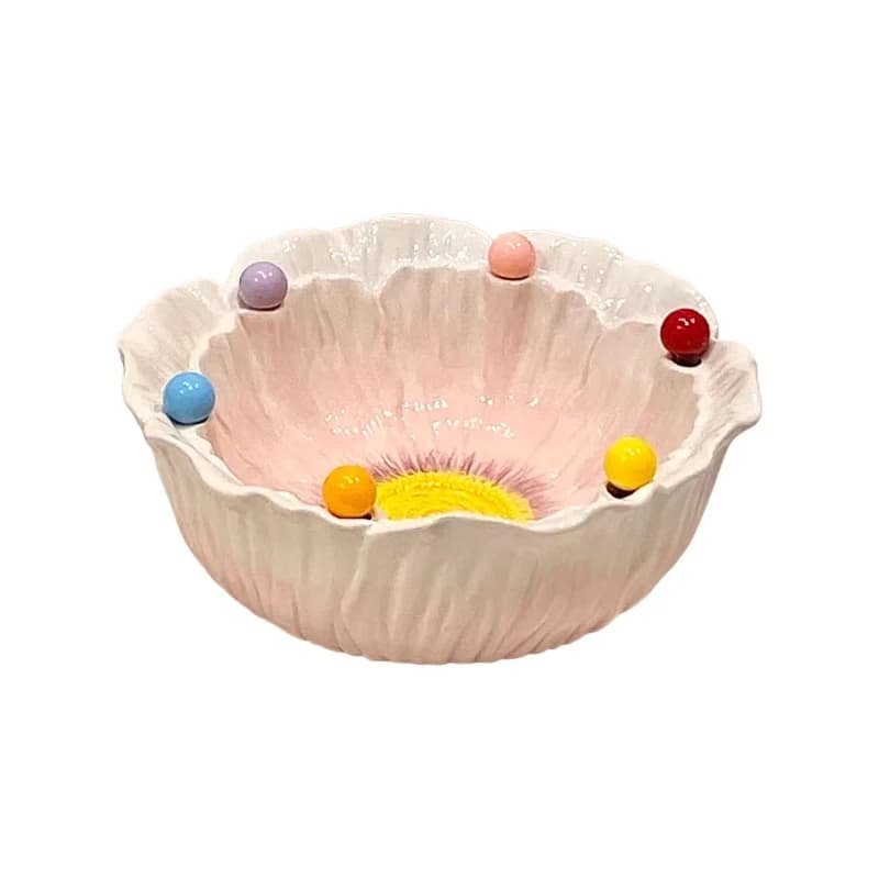 Flower fruit bowl high value with fruit fork especially beautiful bowl ceramic