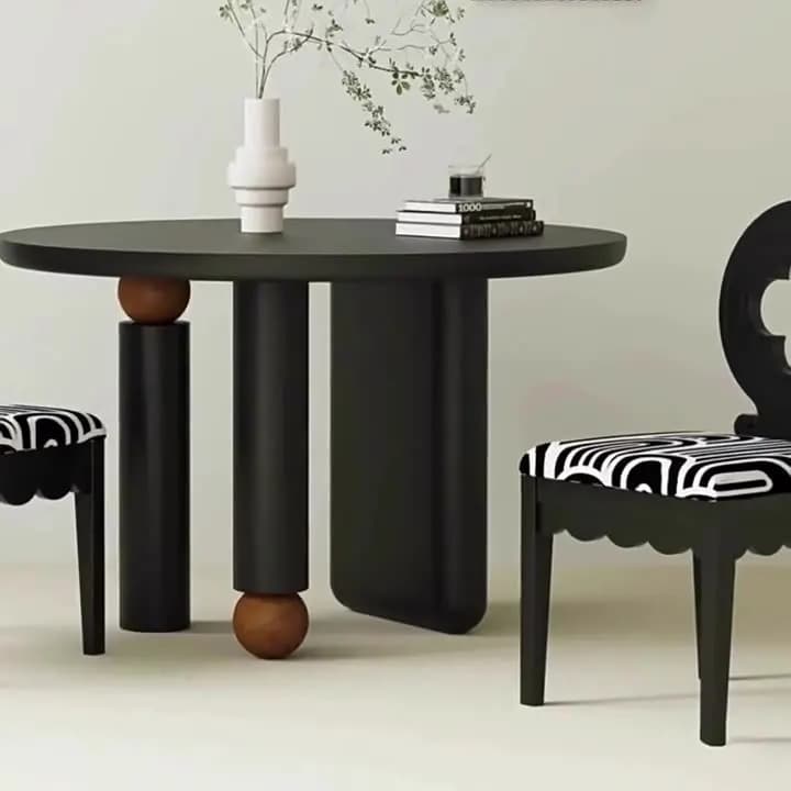 YJQ French retro solid wood dining table household round log bed and breakfast negotiation tea table