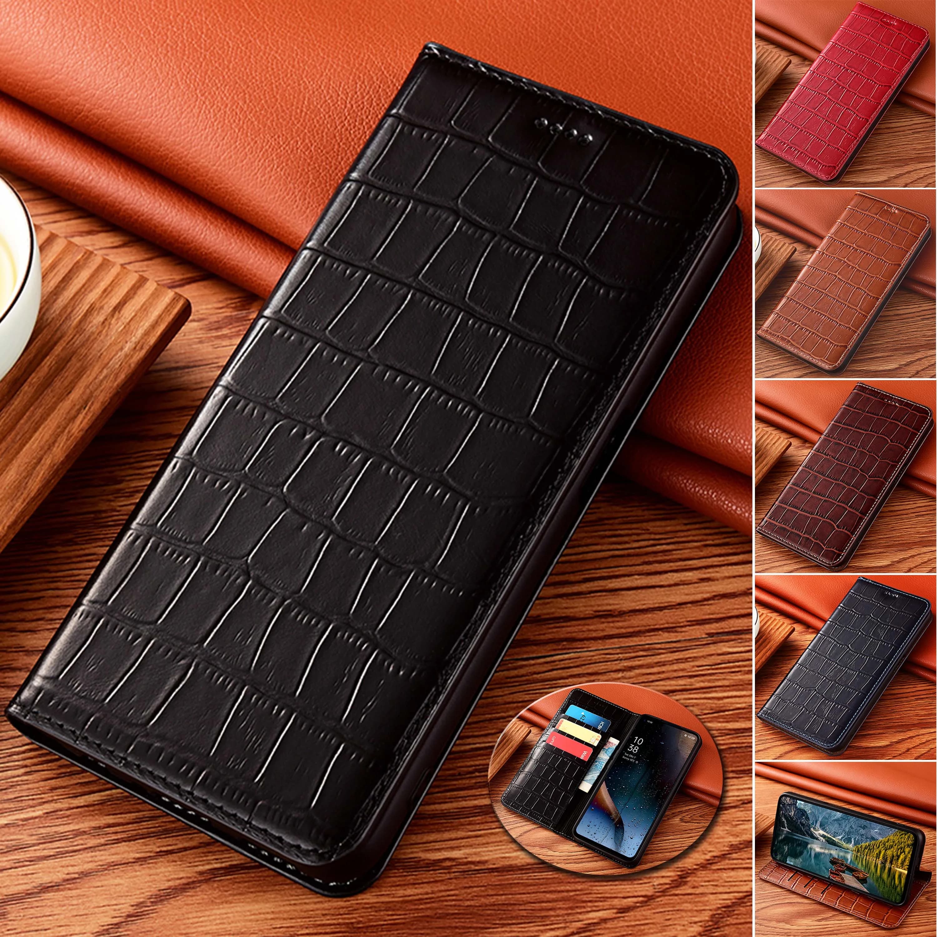 For Samsung Galaxy S6 S7 S8 S9 S10 S10E S20 4G 5G Lite Plus Ultra FE Bamboo Knot Pattern Genuine Leather Flip Phone Case Cowhide