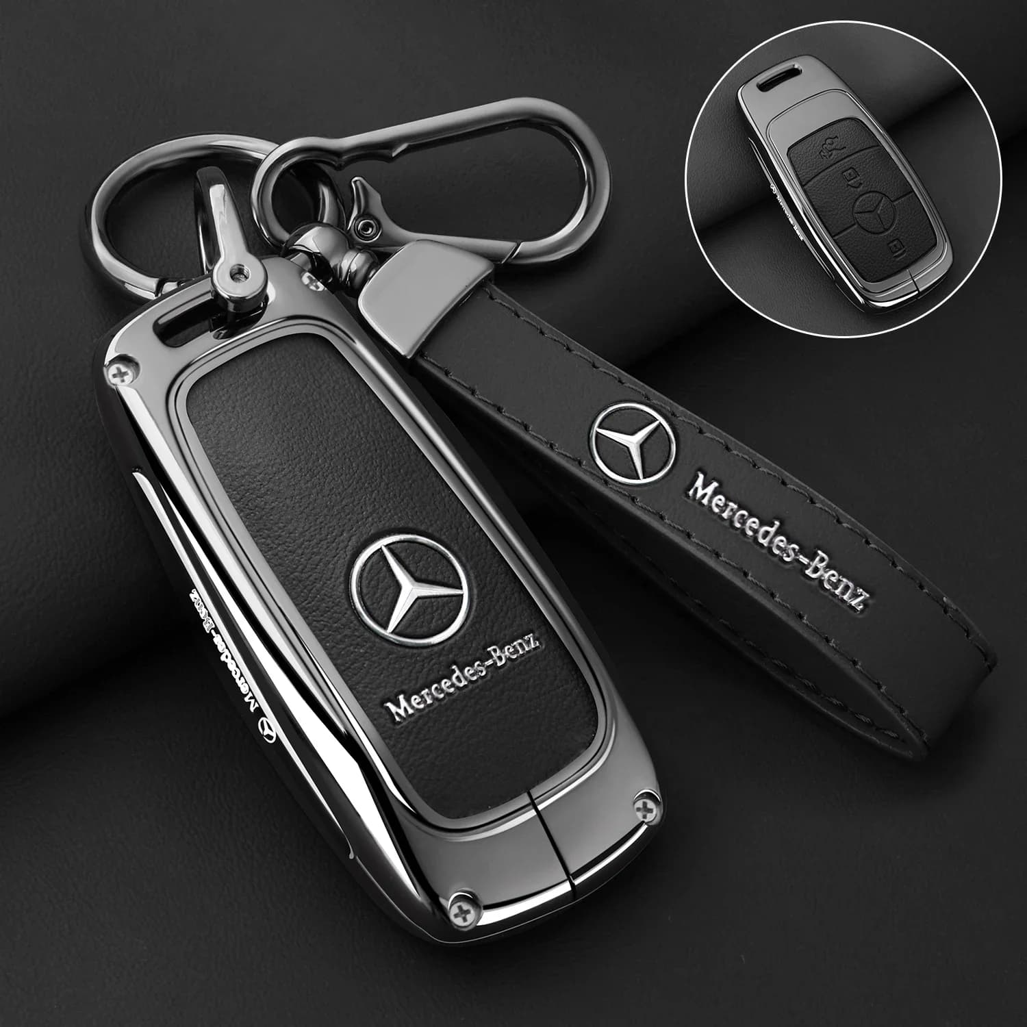 Leather Car Remote Key Case Cover Shell Bag For Mercedes Benz A C E S G Class GLC CLE CLA GLB GLS W177 W205 W213 W222 X167 AMG