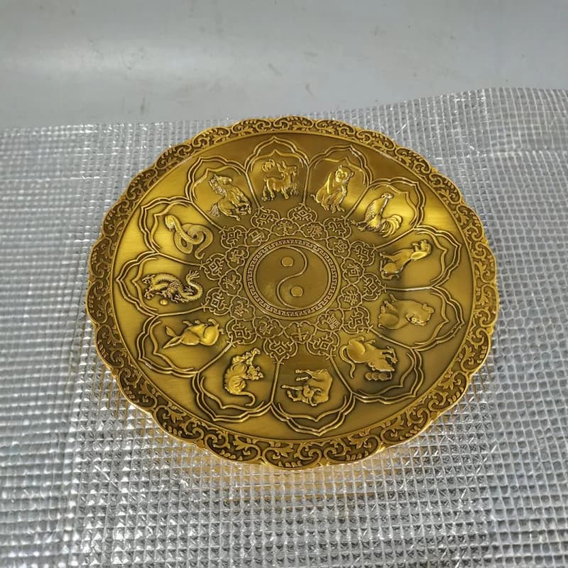 ornaments, plate, copper - auspicious craft, nine- wall decoration, dragon and phoenix pres