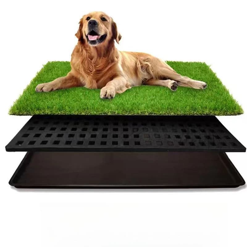 New foam cotton dog toilet dog straw mat with tray foam permeable pad dog tray drain hole  toilet