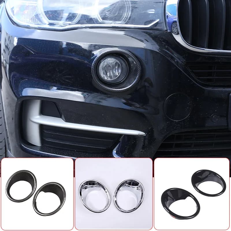2 Pcs For BMW X5 F15 2014-2018 ABS Chrome/Carbon Fiber/Black Car Front Fog Lamp Decoration Cover Trim Car Accessories