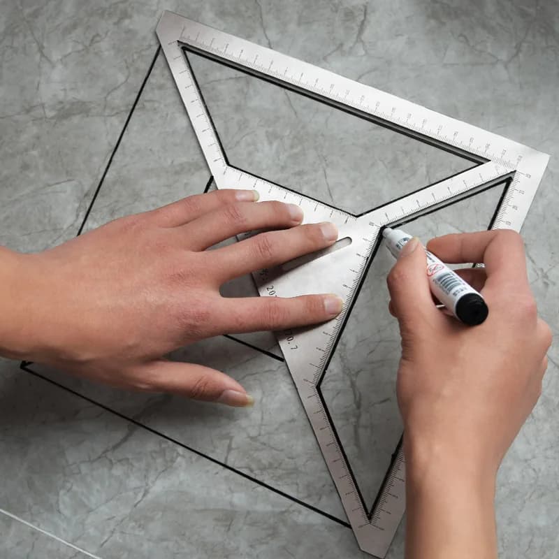 304 Stainless Steel Anti Rust, Bending Resistant, Durable Floor Drain Triangle Ruler, Multifunctional Hole Positioning Ruler
