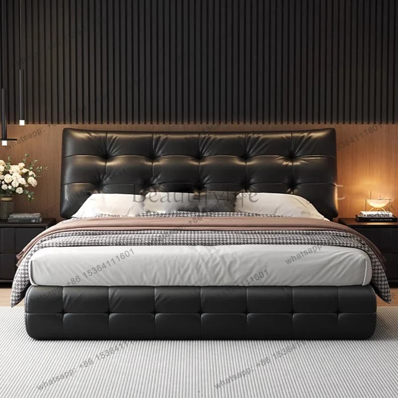 FG Platform Design European Bed Modern Leather Children Double Bed Girls Bedroom Space Saving Letto Matrimoniale Trendy Furnitur