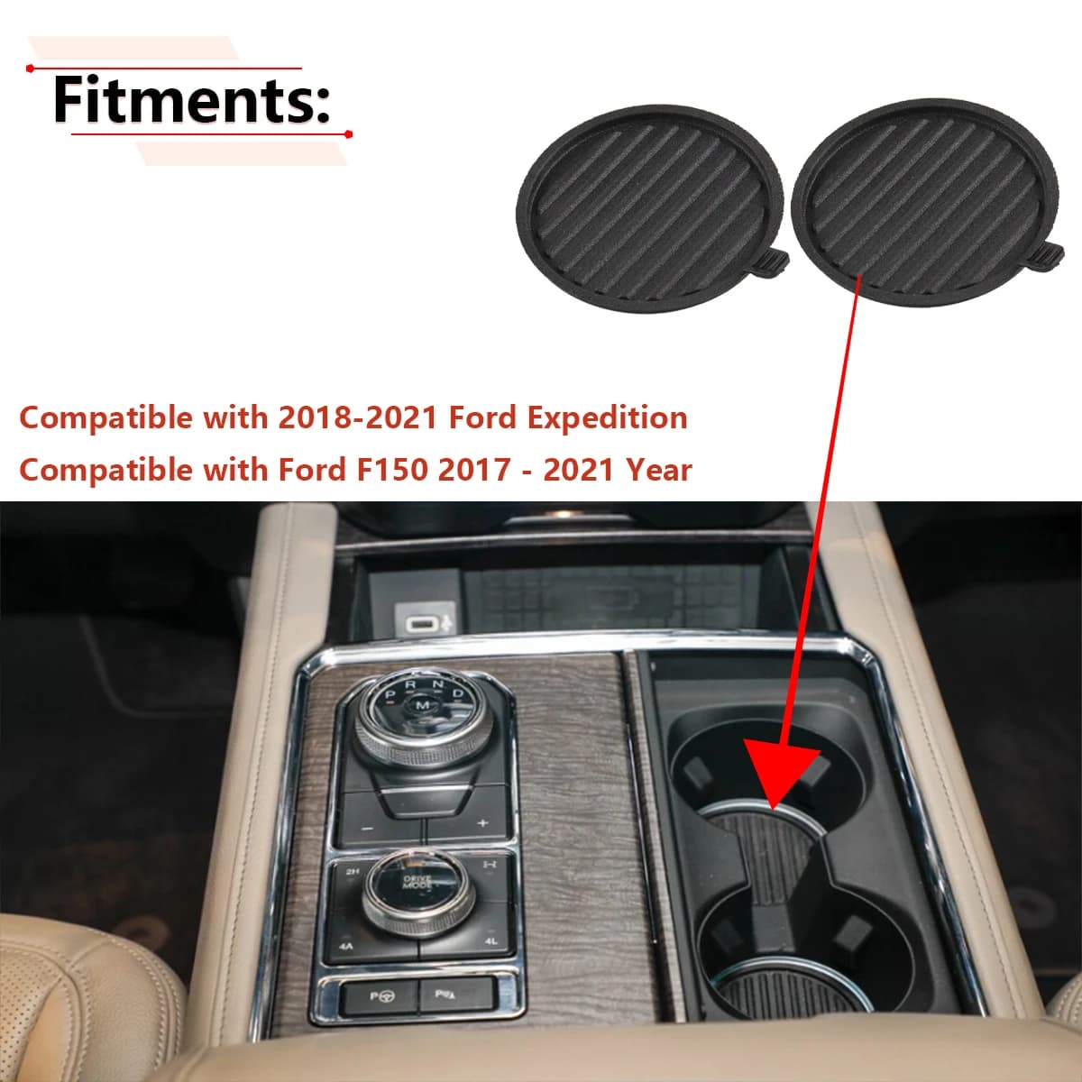 Car Center Console Cup Holder Insert For Ford F150 2017 2018 2019 2020 2021 for Ford Expedition 2018-2021 JL3Z-1513562-AA