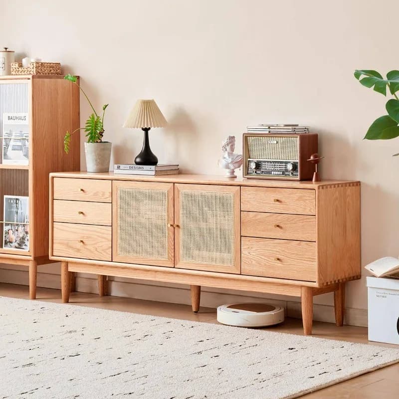 TV cabinet living room rattan TV cabinet modern simple household floor